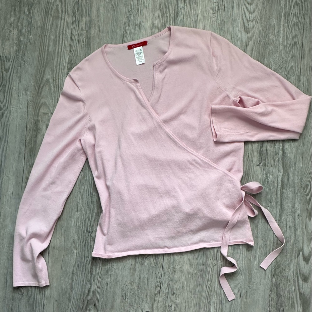 Anne Klein Pink cropped wrap sweater size XL - Picture 3 of 10